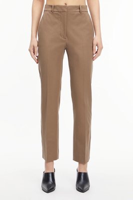 Calvin Klein – Stretch Gabardine kalhoty, Béžová, Hnědá barva