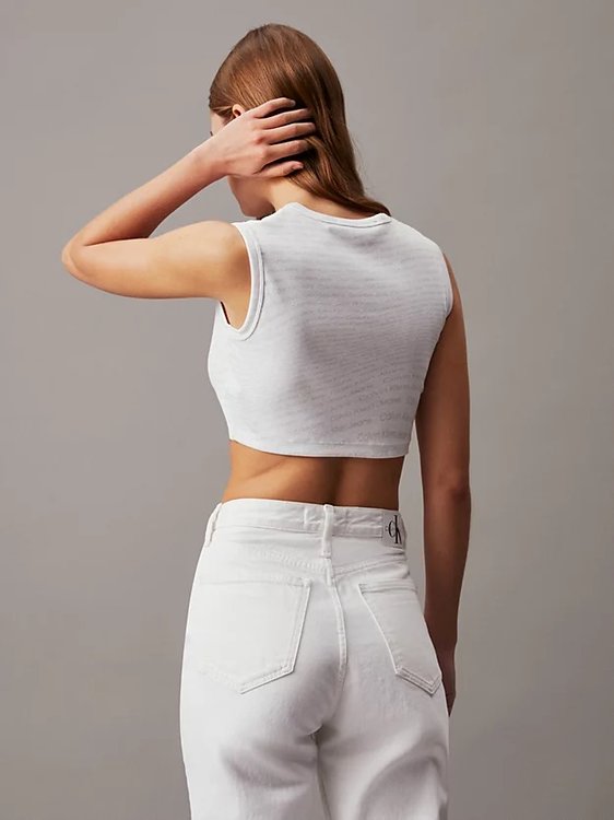 Módní Cropped Tank top, Bílá barva, 2024