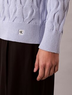 Luxusní Cable Crewneck svetr, Fialová barva, XS, S, M