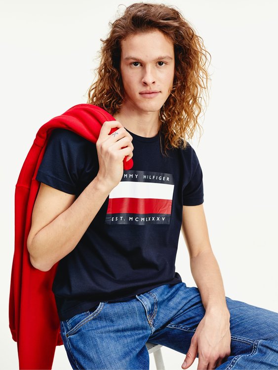 Tommy Hilfiger – TH Stripe Triko, Navy barva