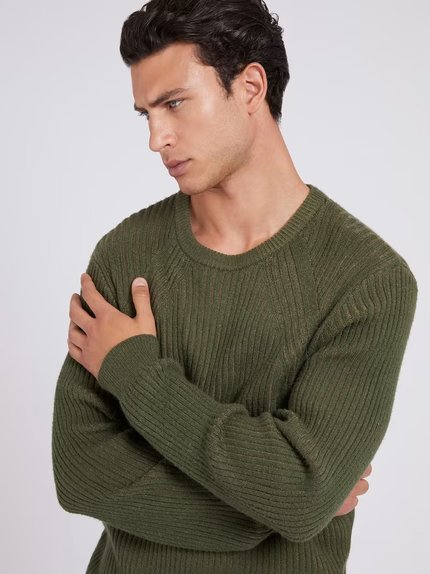 Módní Plaite svetr, Khaki, Zelená barva, 2022