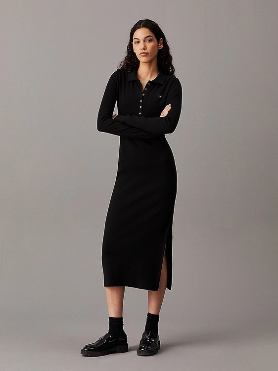 Calvin Klein Jeans – Woven Label šaty, Černá barva