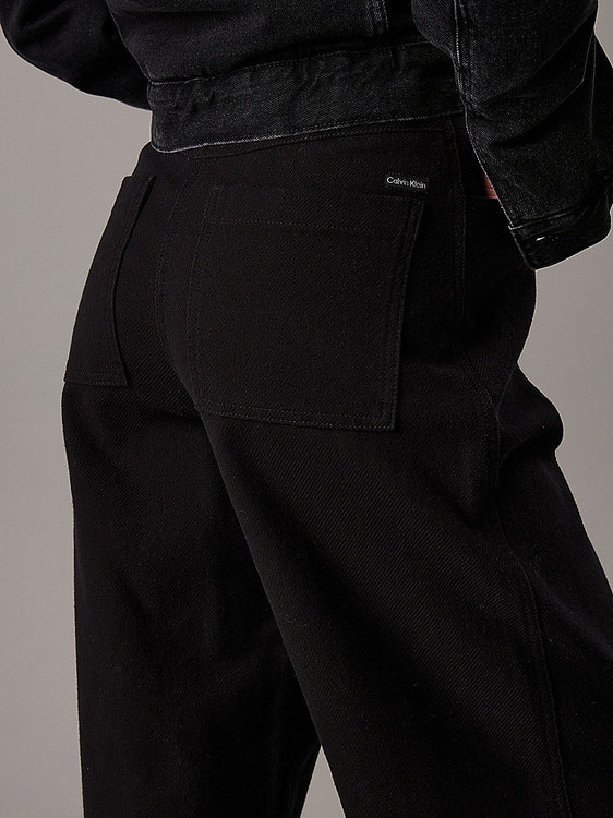 Módní Relaxed Flanne kalhoty, Černá barva, 2024