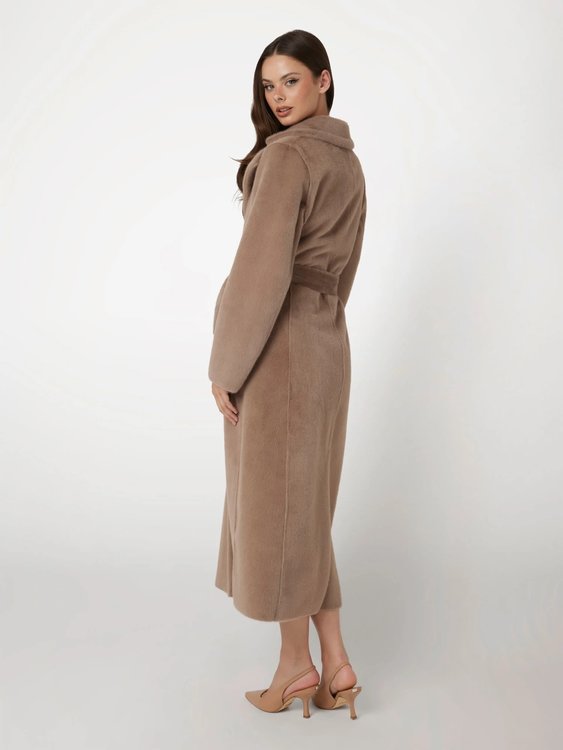 Luxusní Long Faux kabát, Hnědá barva, XS, S, M