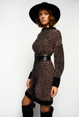 Módní Pressione šaty, Černá, Hnědá barva, 2020