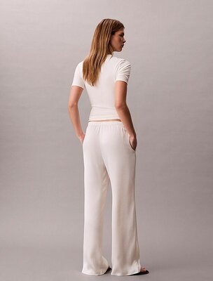 Hammered saténové kalhoty – Calvin Klein, Béžová barva Ženy