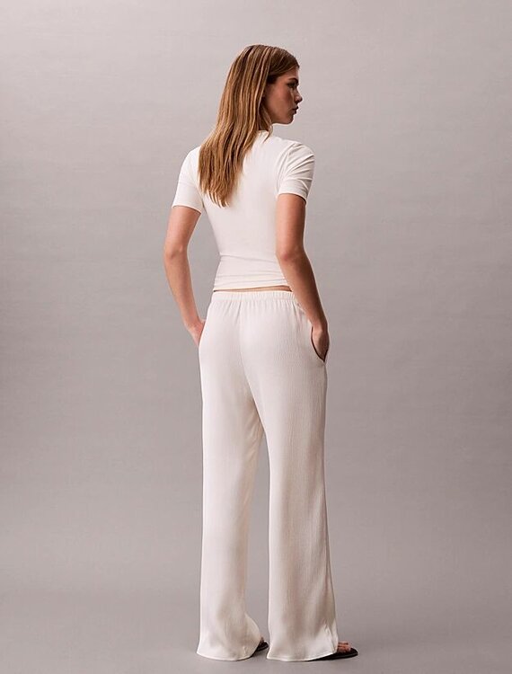 Hammered saténové kalhoty – Calvin Klein, Béžová barva Ženy