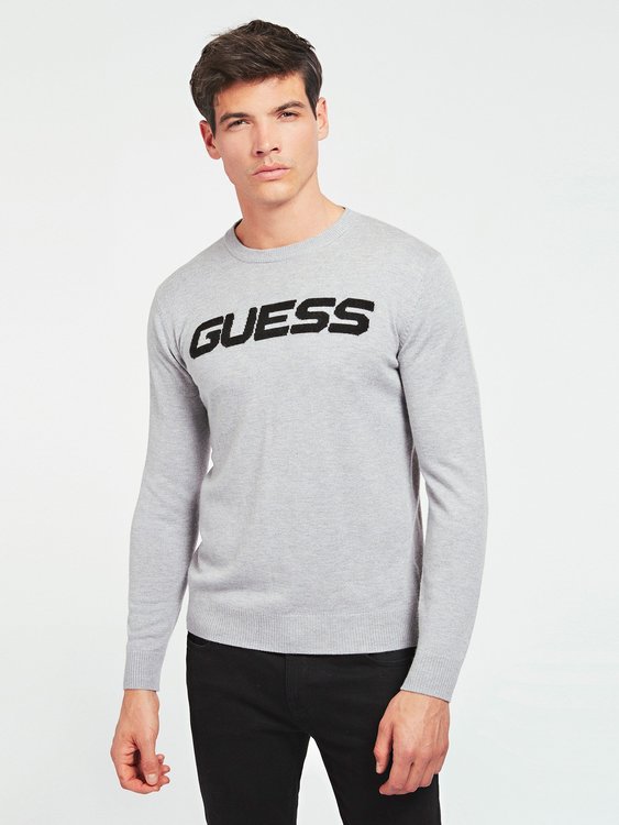 Guess – Logo svetr, Černá, Šedá barva