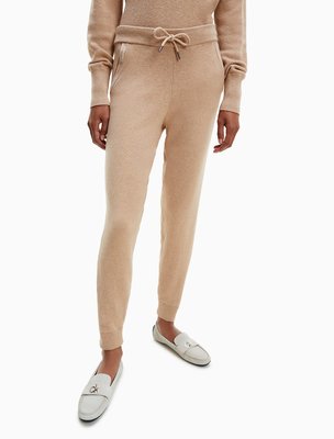 Calvin Klein – Essential rib tepláky, Hnědá barva