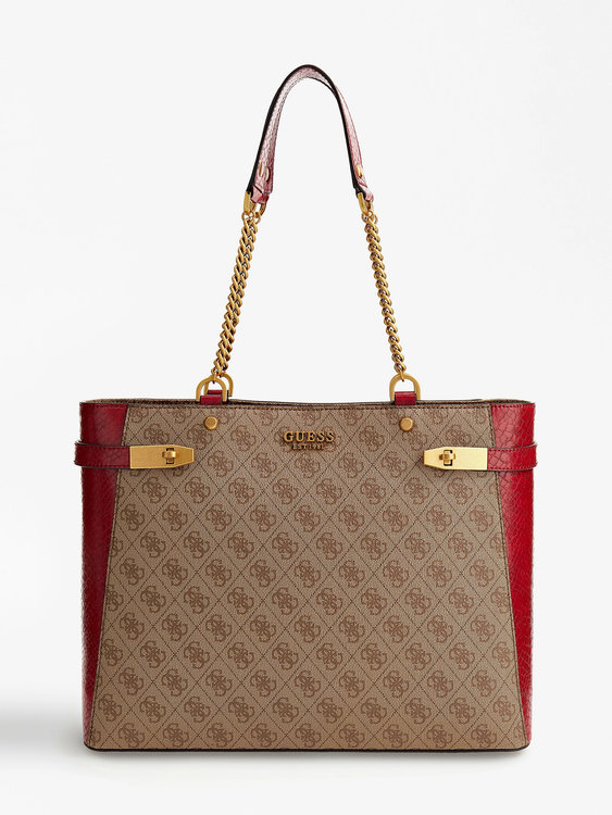 Guess – Zadie logo kabelka, Hnědá barva