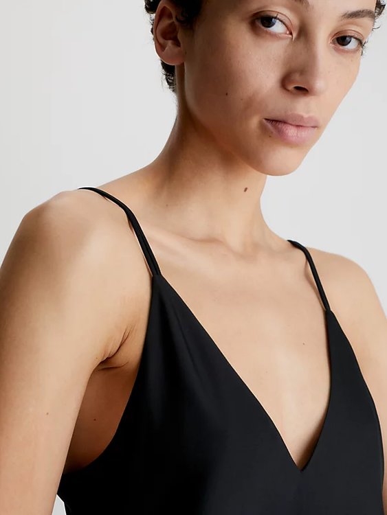 Módní Slip šaty, Černá barva, 2023