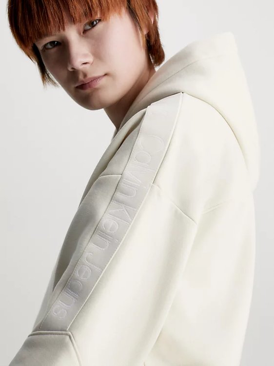 Luxusní Tape Zip-Through mikina, Krémová barva, XS, S, M