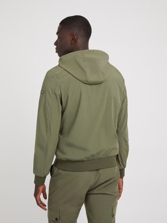 Tech Hoodie mikina – GUESS, Khaki, Zelená barva Muži