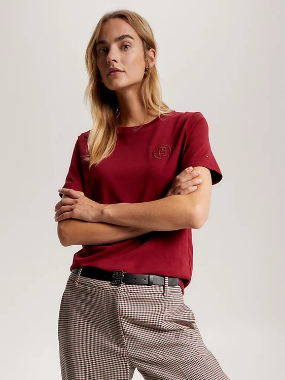 Tommy Hilfiger – Modern Regular triko, Červená barva