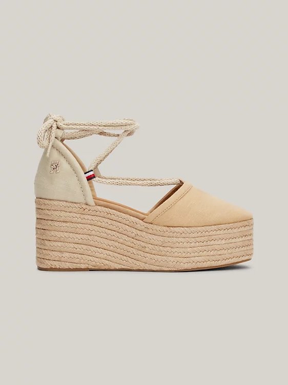 Tommy Hilfiger – Closed Toe Linen espadrilky, Béžová barva