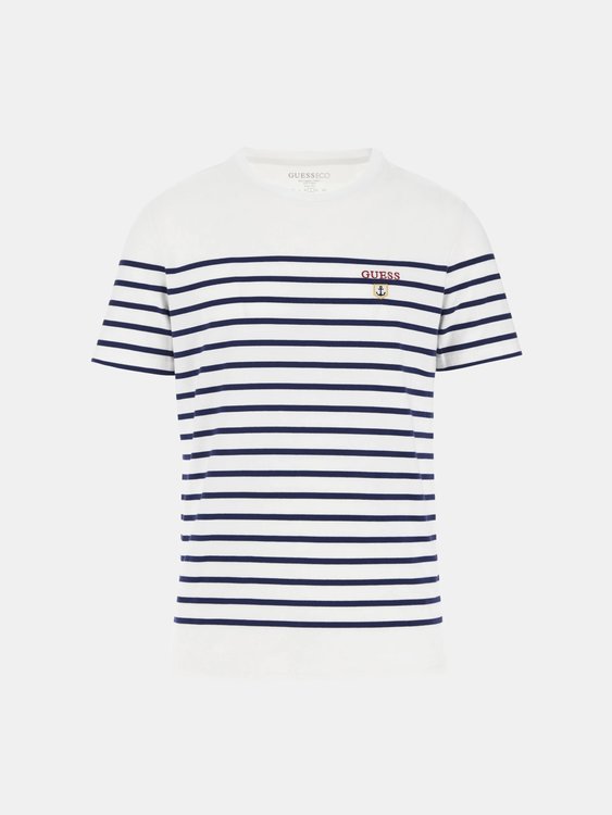 GUESS, Bílá, Multi barva All Over Stripes triko