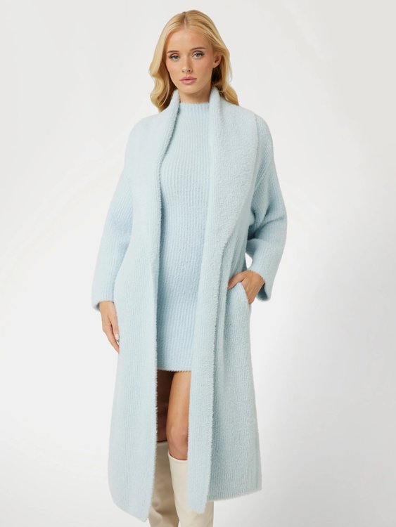 GUESS – Vero Oversized Midi cardigen, Modrá barva