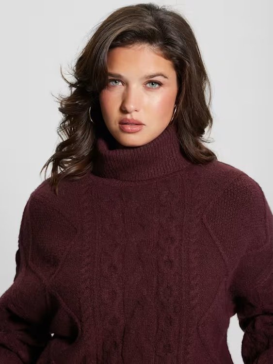 Luxusní Cable svetr, Bordó, Červená, Vínová barva, XS, S, M