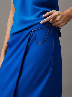 Luxusní Crepe Maxi sukně, Modrá barva, 34, 36, 38, 40