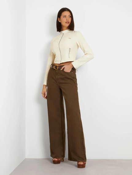 Módní ANITA PU MOTO BUNDA PU, Krémová barva, 2024