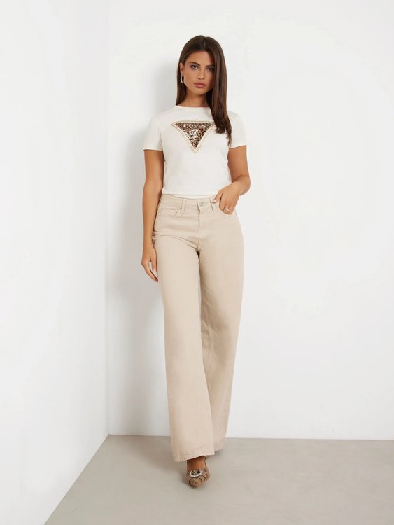 Triangle Leo triko – GUESS, Krémová barva Ženy