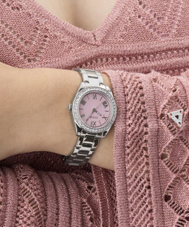 GUESS, Růžová, Stříbrná barva Mini Luna hodinky