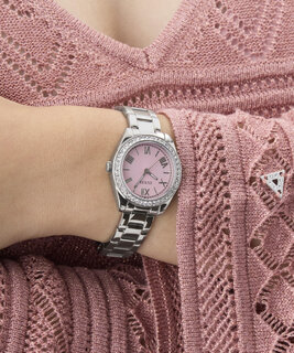 GUESS, Růžová, Stříbrná barva Mini Luna hodinky