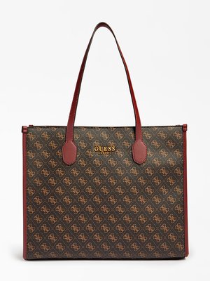 GUESS – Silvana kabelka, Černá, Červená, Hnědá barva