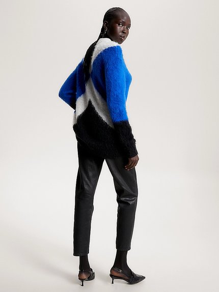 Módní Exploded Argyle svetr, Modrá barva, 2023