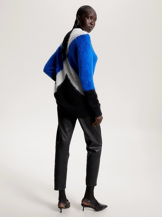 Módní Exploded Argyle svetr, Modrá barva, 2023