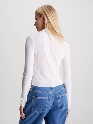 Sheer Ribbed triko – Calvin Klein Jeans, Bílá barva Ženy