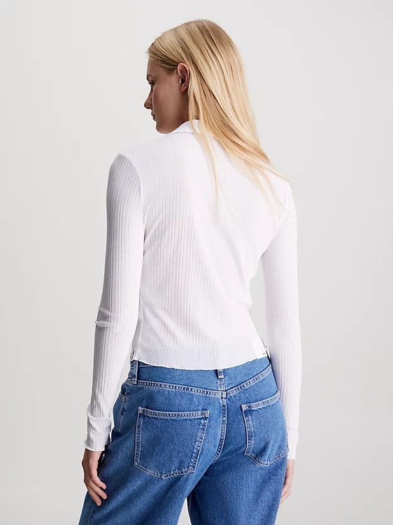 Sheer Ribbed triko – Calvin Klein Jeans, Bílá barva Ženy