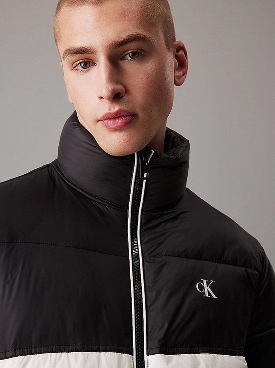 Módní Non Down Block bunda, Černá, Krémová barva, 2024