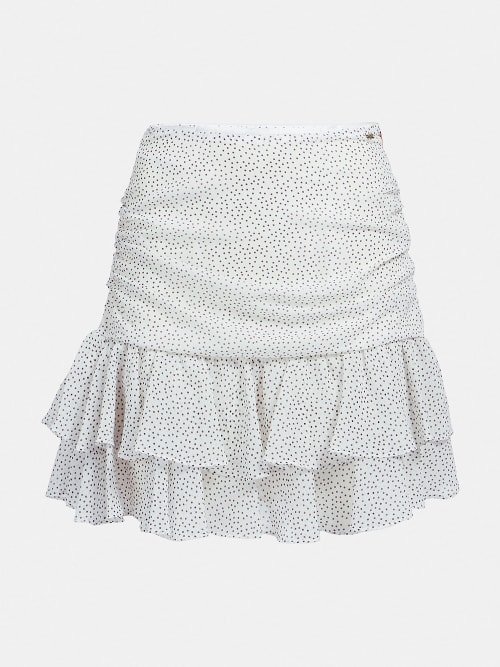 Luxusní Dots sukně, Bílá, Černá barva, XS, S, M, L