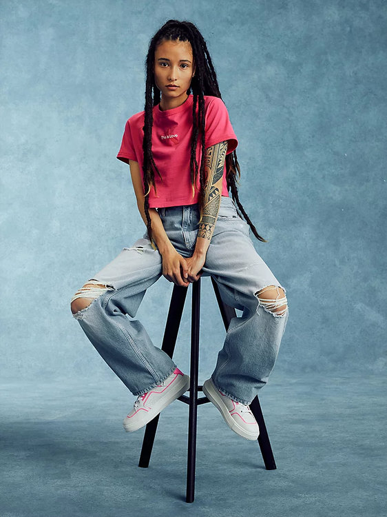 Logo crop tričko – Calvin Klein Jeans, Růžová barva Ženy