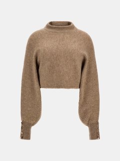 Luxusní Cross Back svetr, Hnědá barva, XS, S, M, L