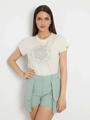 GUESS – Zebra triko, Béžová barva