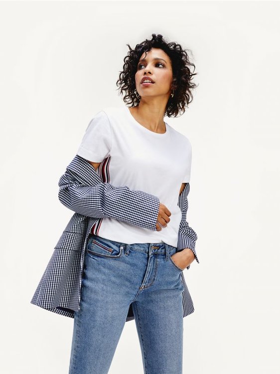 TH Signature Tape triko – Tommy Hilfiger, Bílá barva Ženy