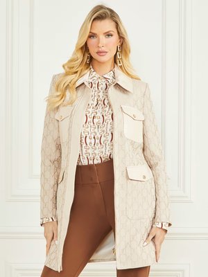 Logo Jacquard kabát – Marciano, Krémová barva Ženy