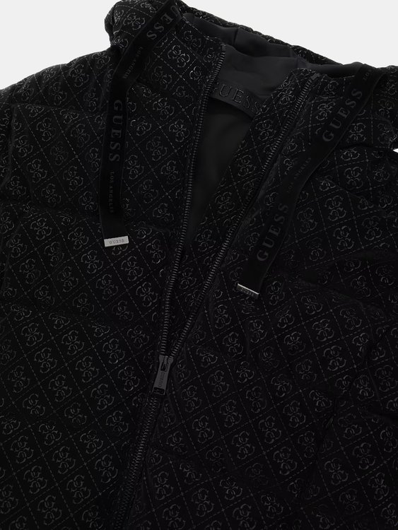 Luxusní 4G Logo Hooded Puffa bunda, Černá barva, XS, S, M, L