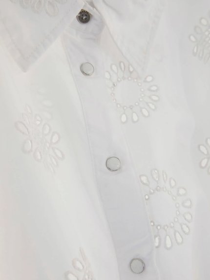 Módní Brigitte Satin košile, Bílá barva, 2024