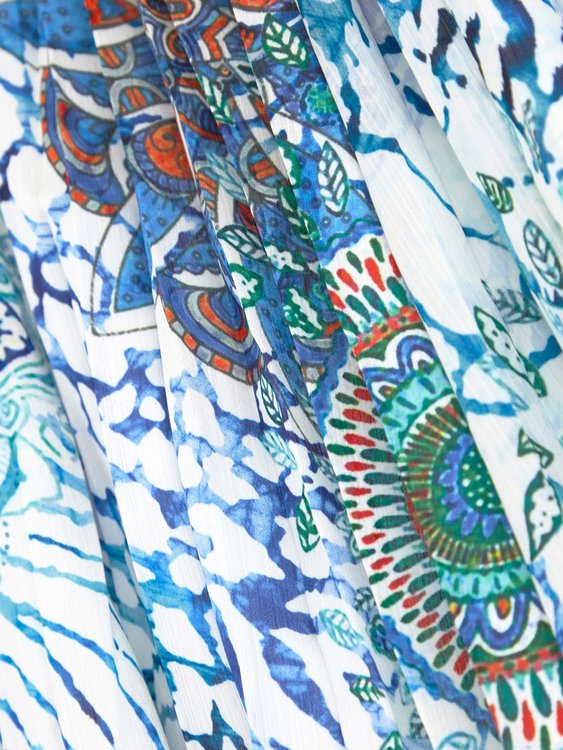 Luxusní Mina Long šaty, Modrá, Multi barva, 40, 42