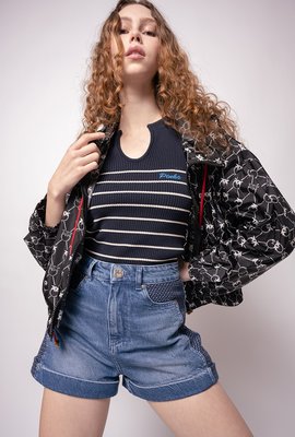 Módní Monogram lehká bunda, Černá barva, 2022