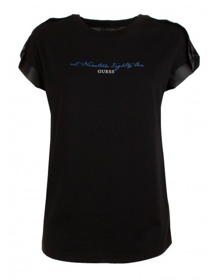 Guess – Satin tričko, Černá barva