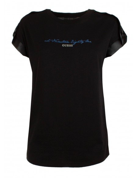 Guess – Satin tričko, Černá barva