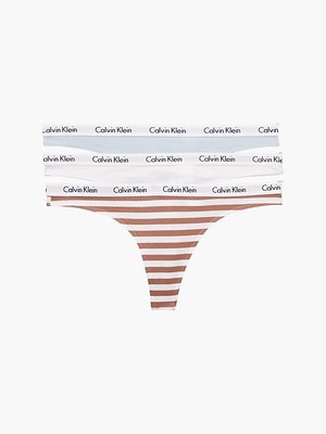 Calvin Klein Underwear – Carousel tanga 3ks, Bílá, Hnědá, Modrá barva