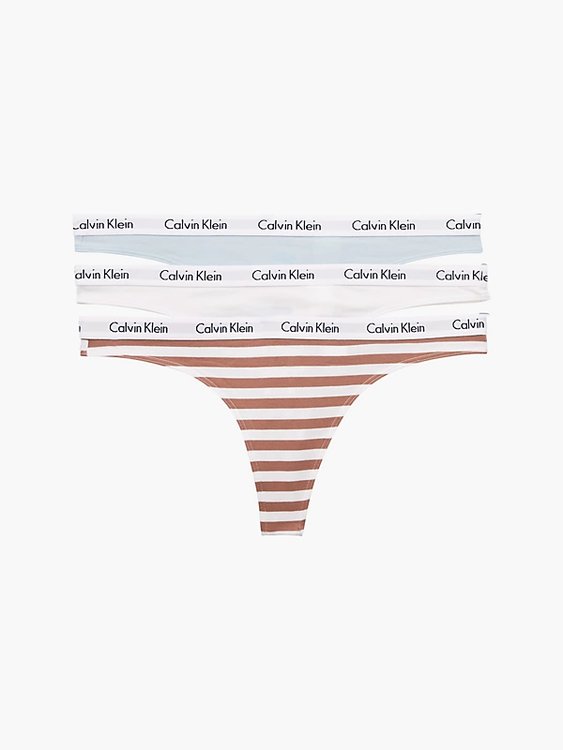 Calvin Klein Underwear – Carousel tanga 3ks, Bílá, Hnědá, Modrá barva