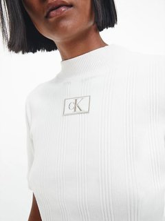 Luxusní Badge Rib top, Bílá barva, XS, S, M, L, XL