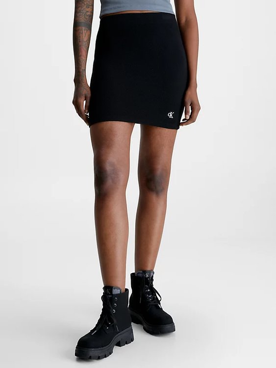 Calvin Klein Jeans – Slub Rib sukně, Černá barva