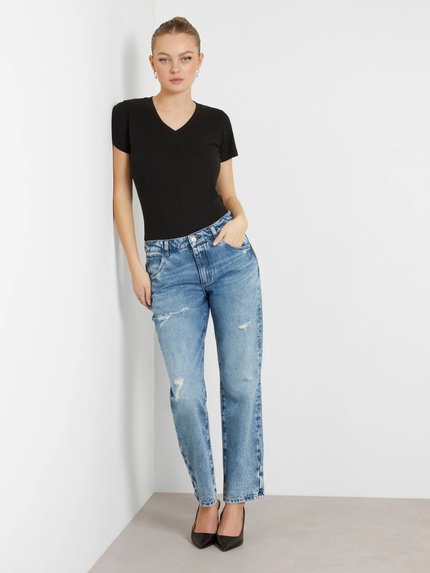 Módní Slubby triko, Černá barva, 2024